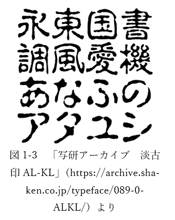 図1-3　写研アーカイブ　淡古印　AL-KL