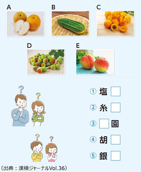 空欄に入る果物は？漢字クイズに挑戦！①【難易度★★★☆☆】