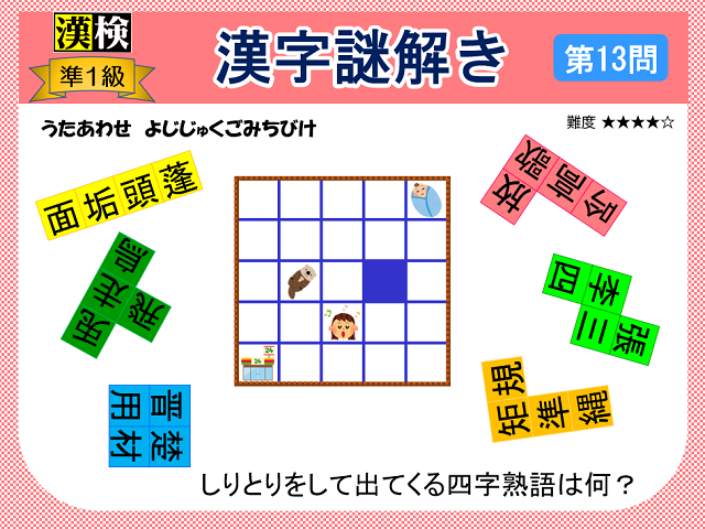 漢検準１級配当漢字をなぞ解きで学ぼう！第13問