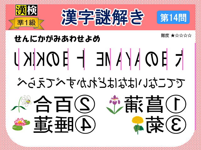漢検準１級配当漢字をなぞ解きで学ぼう！第14問