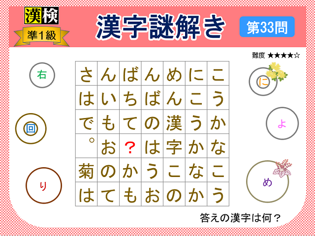 漢検準１級配当漢字をなぞ解きで学ぼう！第33問