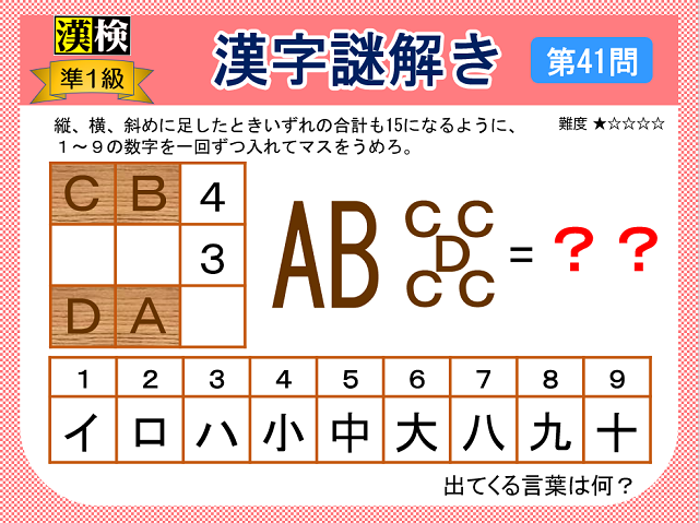漢検準１級配当漢字をなぞ解きで学ぼう！第41問