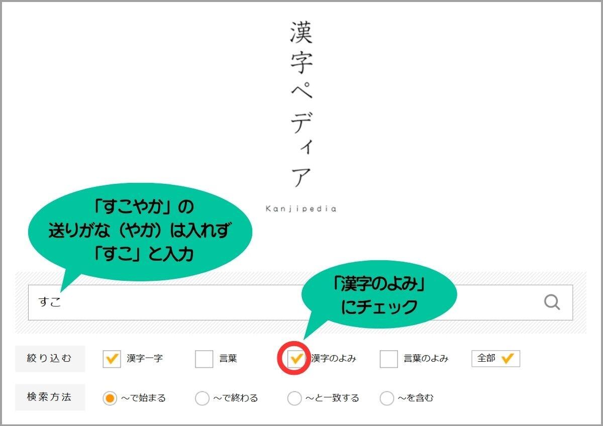 漢字ペディアの「読み方」の検索方法